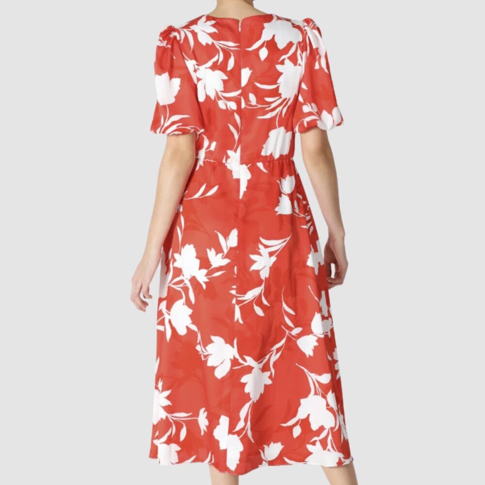 Julia Jordan balloon-sleeve orange dress, size 10 - Picture 3 of 5
